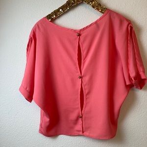 Pink button back top